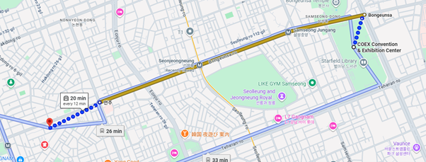 Map to the COEX Seoul, South Korea